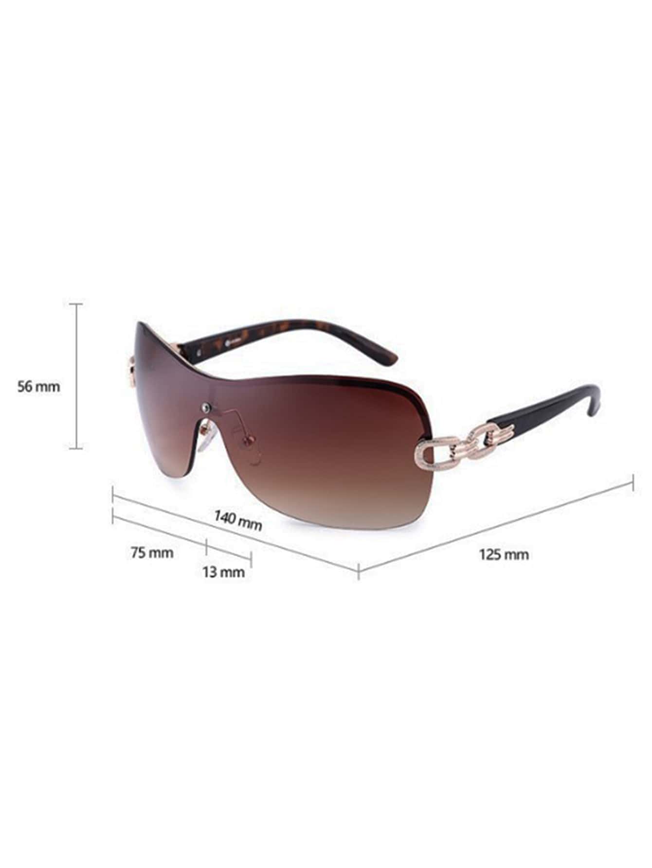 1pc Y2k Vintage Outdoor Rimless Sunglasses With Dual Circle Chain