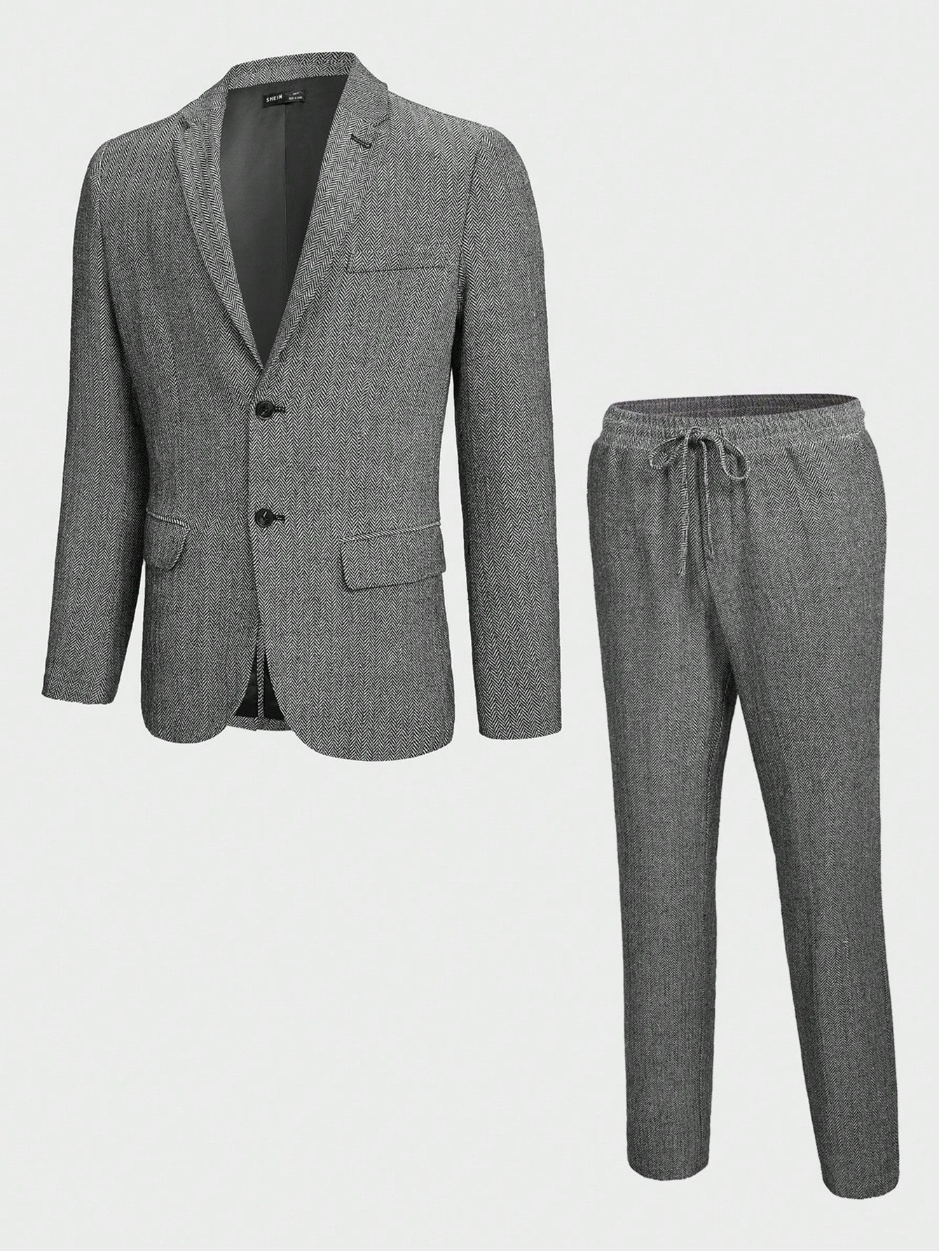 Manfinity Mode Men's Woven Suit Jacket And Trousers Set