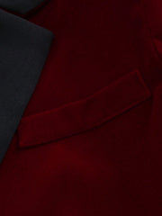 Men's Color-block Lapel Collar Suit Jacket And Pants Set