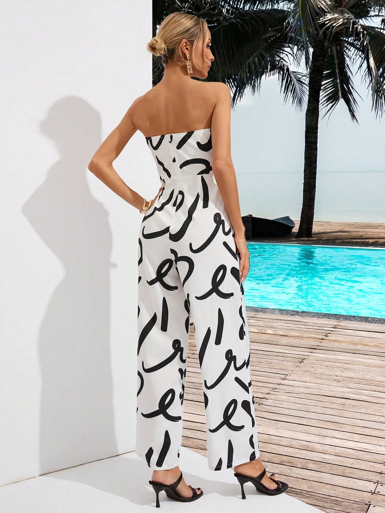 VCAY Women'S Random Printed Jumpsuit With Long Pants
